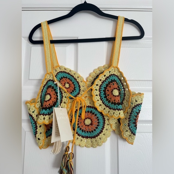 Ulla Johnson Handmade Collection - OLIVIA TIE-BACK CROCHET CROP TOP - Picture 8 of 12